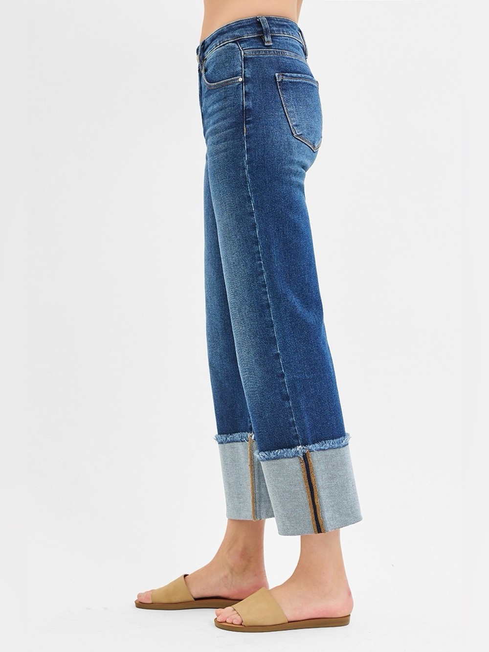 Women’s Blue Wide Crop Jeans - Picture 6 of 7